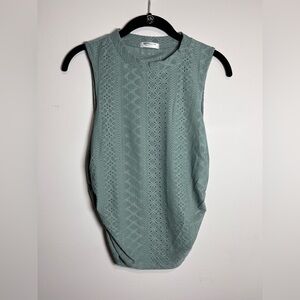 HOTOUCH Sage Textured Sleeveless Tank Top Ruched Sides Women’s Sz M NWOT